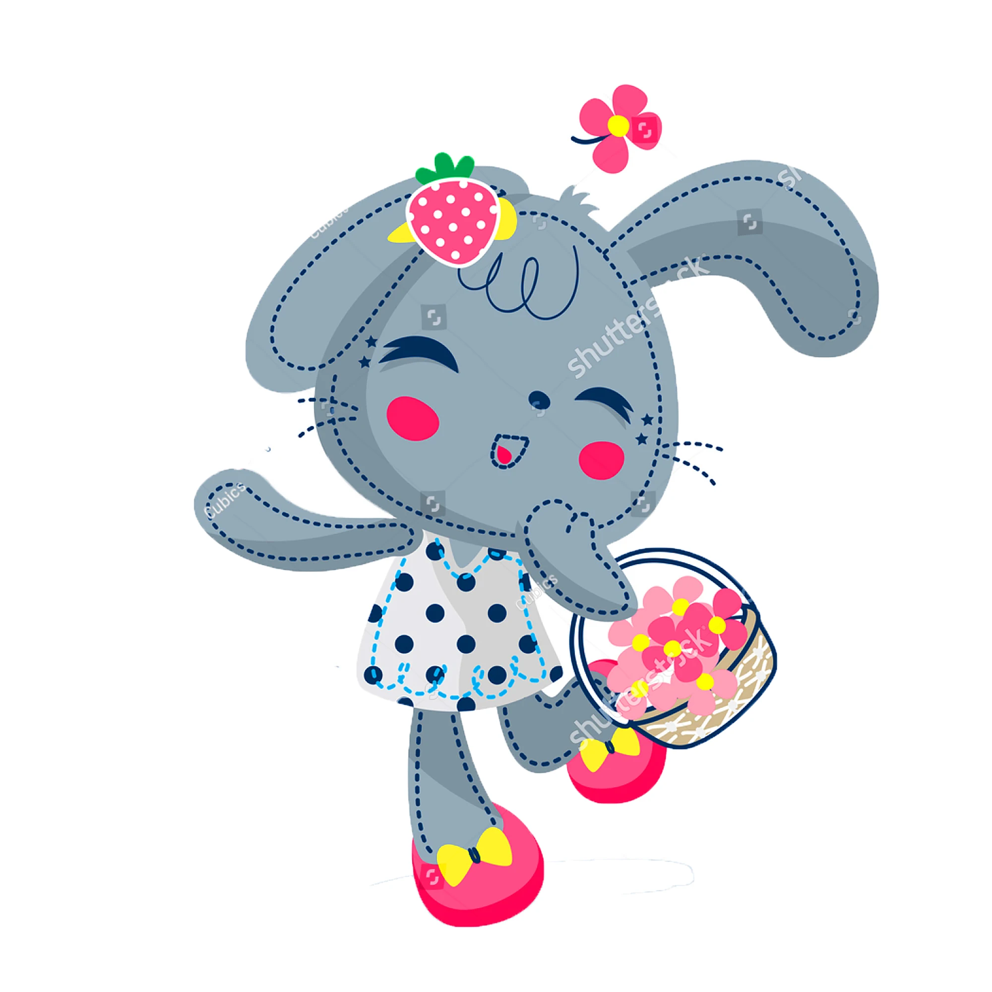 

Happy Rabbit Metal Cutting Dies Flower Basket Animal Dolls Stencil For DIY Scrapbooking Card Decorative Embossing