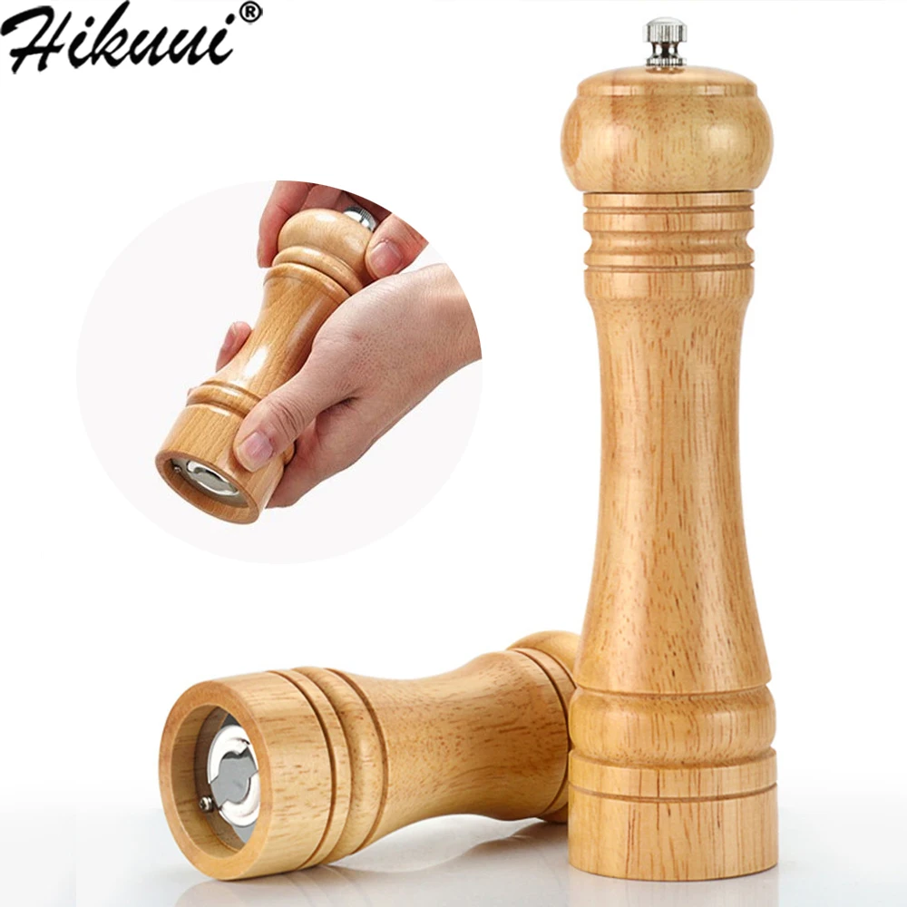 

2pcs Wood Oak Pepper Salt Grinder Mill Ceramic Grinding Mechanism BBQ Parts Hand Adjustable Grinder Spice Pepper Kitchen Mills