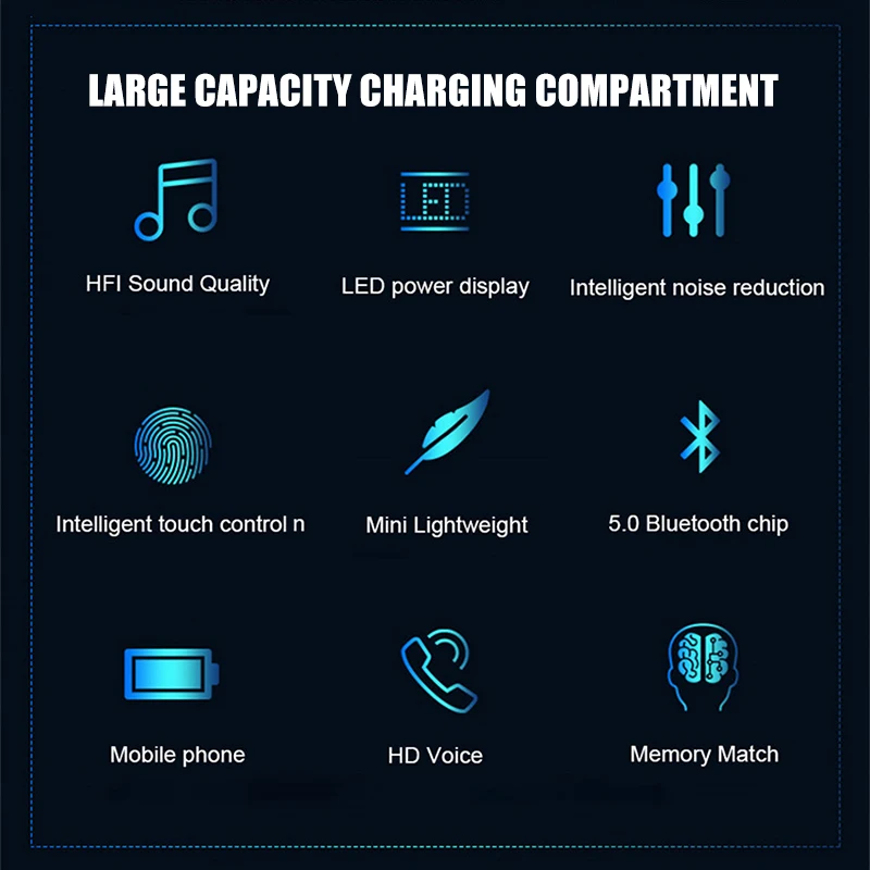 Беспроводные наушники Bluetooth 5,0 F9 TWS, беспроводные Bluetooth наушники, светодиодный дисплей, 2000 мАч, внешний аккумулятор, гарнитура с микрофоном