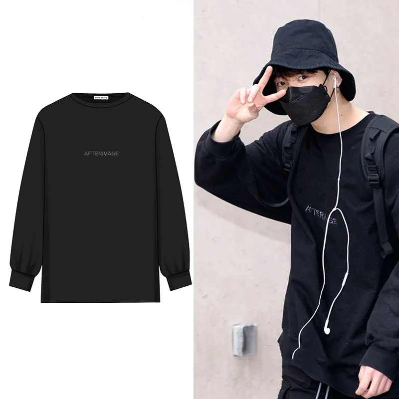 Online Kpop Blackpink 2019 nueva letra negra impresa sudaderas con capucha mujeres coreanas hip hop cuello redondo sudaderas sueltas ropa femenina