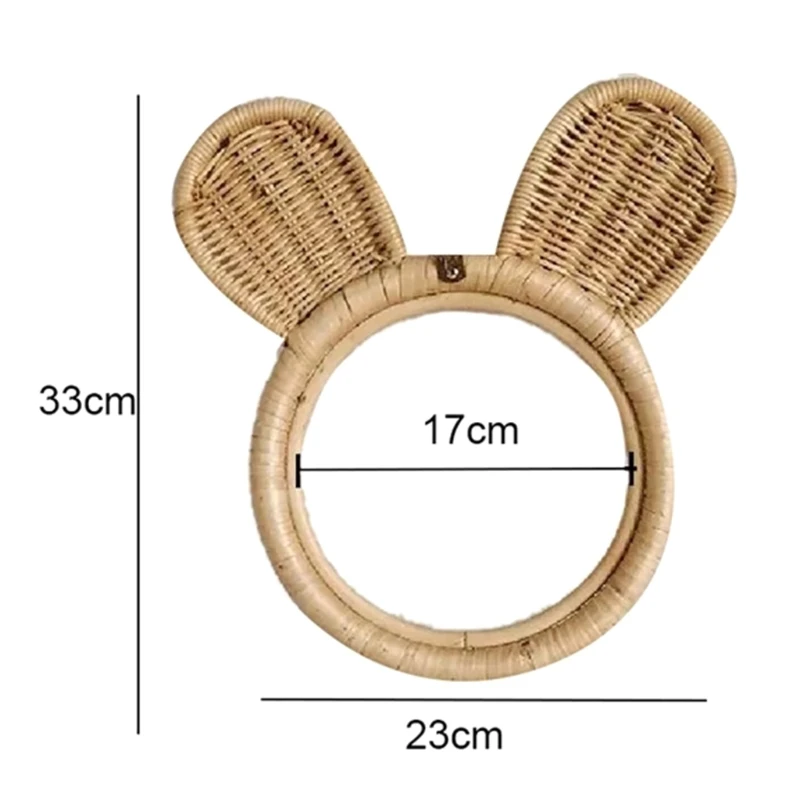 Rattan Innovative Art Decoration Monkey Rabbit Ears Makeup Wall Dressing Mirror makeup mirror,wall mirrors