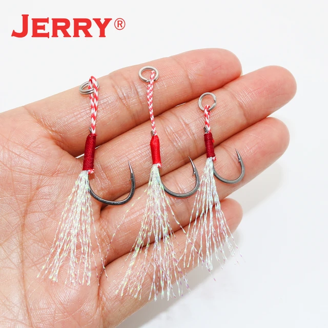 Jerry 20pcs/Lot Jig Head Hooks Cast Jigs Barbed Assist Hook Thread Feather  Pesca Sea Fishing High Carbon Steel Accessories - AliExpress