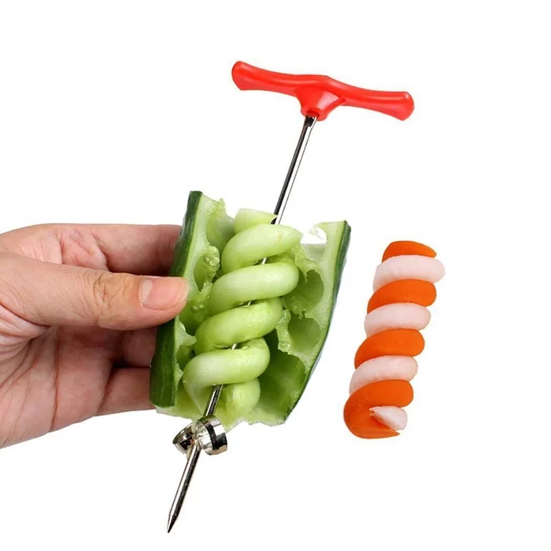

1 pc Vegetables Spiral Knife Carving Tool Potato Carrot Cucumber Salad Chopper Manual Spiral Screw Slicer for Kitchen Gadgets