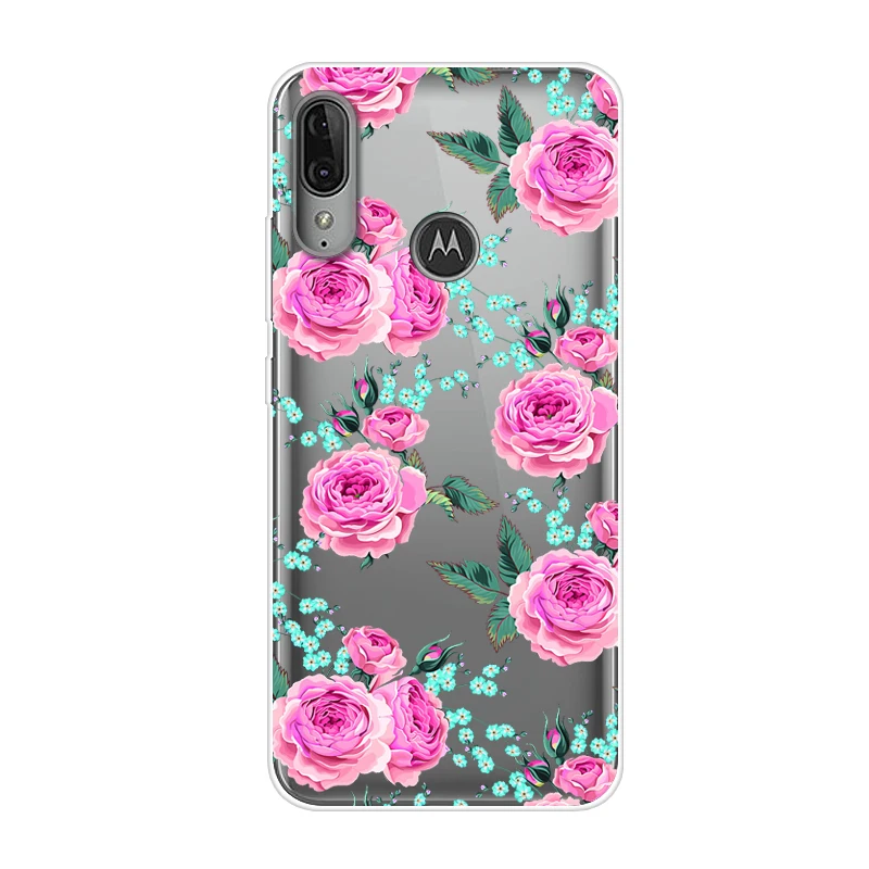 30 Чехлы для телефонов Motorola Moto E6 Plus, Прозрачный Мягкий ТПУ силиконовый чехол с цветами для Moto E 6s, задняя крышка, чехол e 6 E6Plus e 6s - Цвет: 30