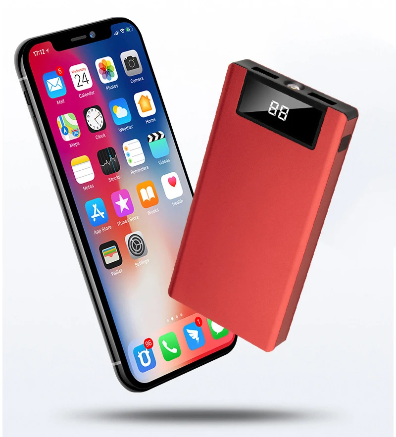 

10000mAh Power Bank External Battery PoverBank Dual USB Powerbank with Light Mobile Phone Charger for Xiaomi iPhone X XR Samsung