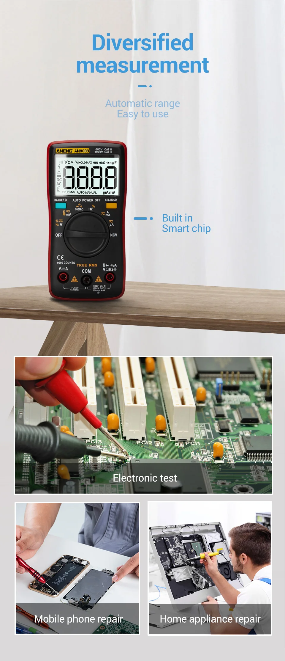 ANENG AN8009 мультиметр цифровой тестер multimeter esr метр мультиметры 9999 граф цифровой мультиметр транзистор тестер tester мултиметр тестор мультитестер мультиметр с термопарой конденсатор автоматический мультимет