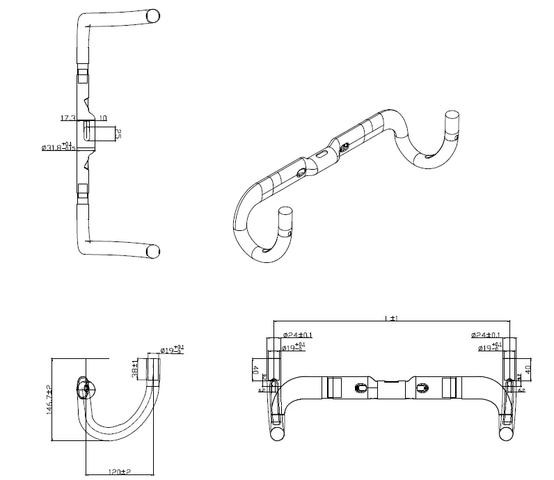 2020 MIRACLE bike Compact design AERO Carbon Bike Bar Сверхлегкий карбоновый дорожный руль