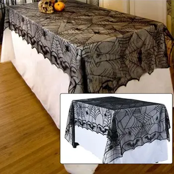 

48.03x88.19 Inches Spider Web Tablecloth Halloween Horror Spider Bat Table Cloth