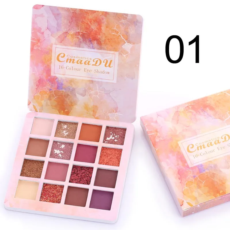 16 Color Natural Makeup Eyeshadow Pallete Makeup Brushes Shimmer Pigmented Eye Shadow Palette Make Up Palette Maquillage TSLM2