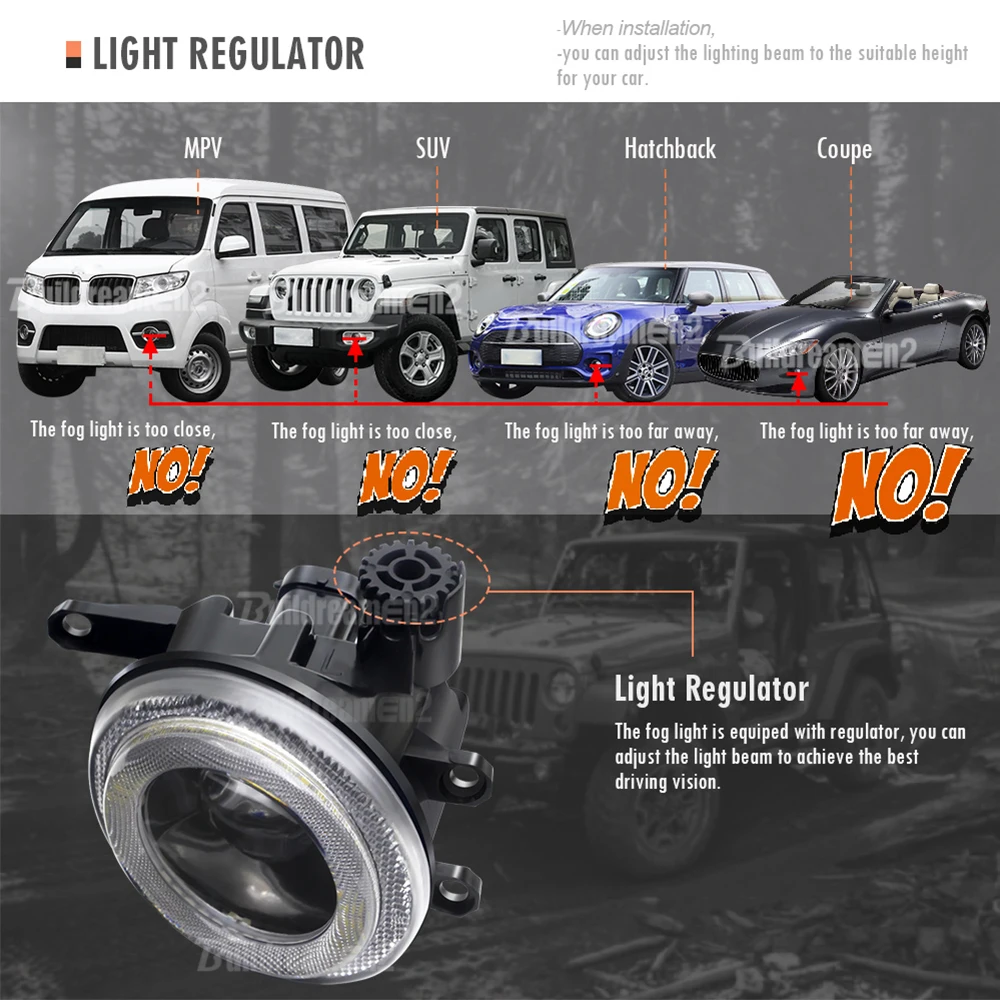 2 Pieces 30W Car Angel Eye LED Fog Light Daylight DRL H11 For Toyota Wish (AE20) II 2009 2010 2011 2012 2013 2014 2015 2016 2017