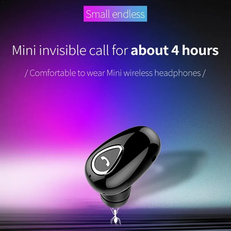 2pcs Bluetooth Headset 5 0 Mini Headset Portable Sports Stereo Single Ear Micro Earbuds with Charging Case for IOS and Android