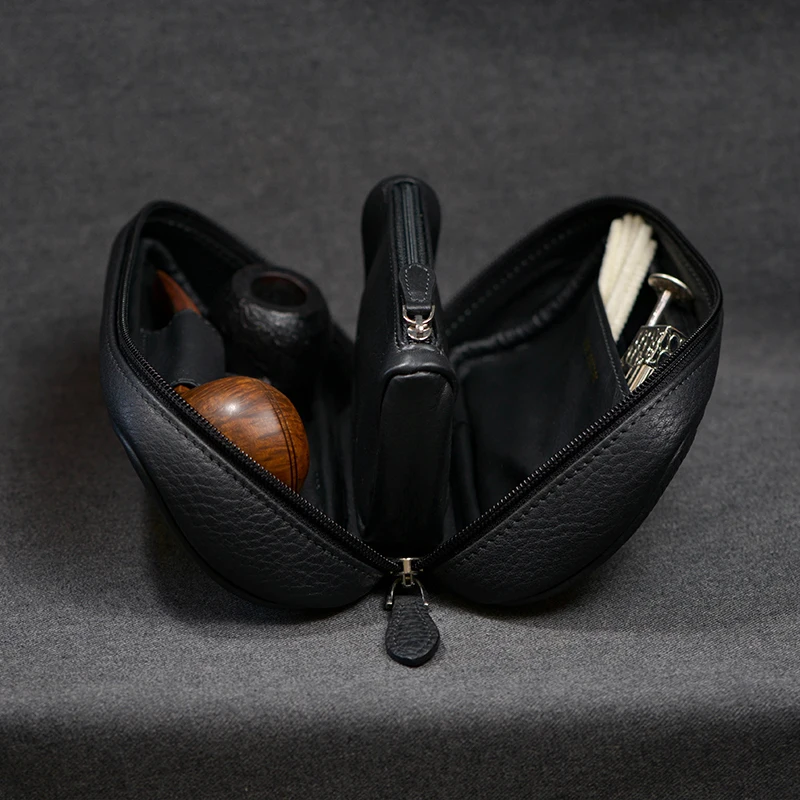 ONELEATHER 암소 가죽 파이프 가방, 2 파이프 액세서리