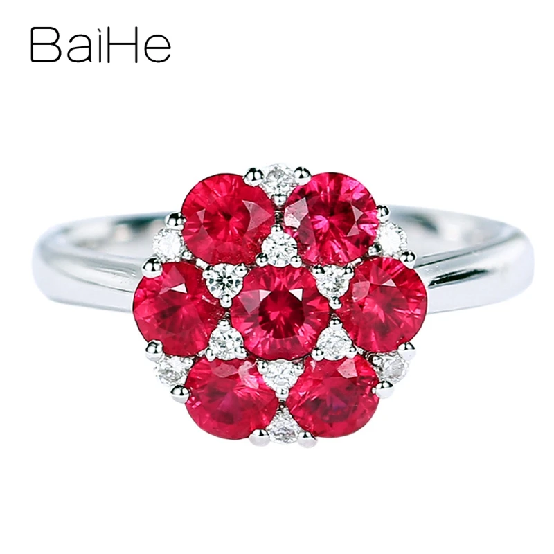 BAIHE Твердое 14K белое золото 1.5ct натуральный каучук 0.15ct натуральные бриллианты