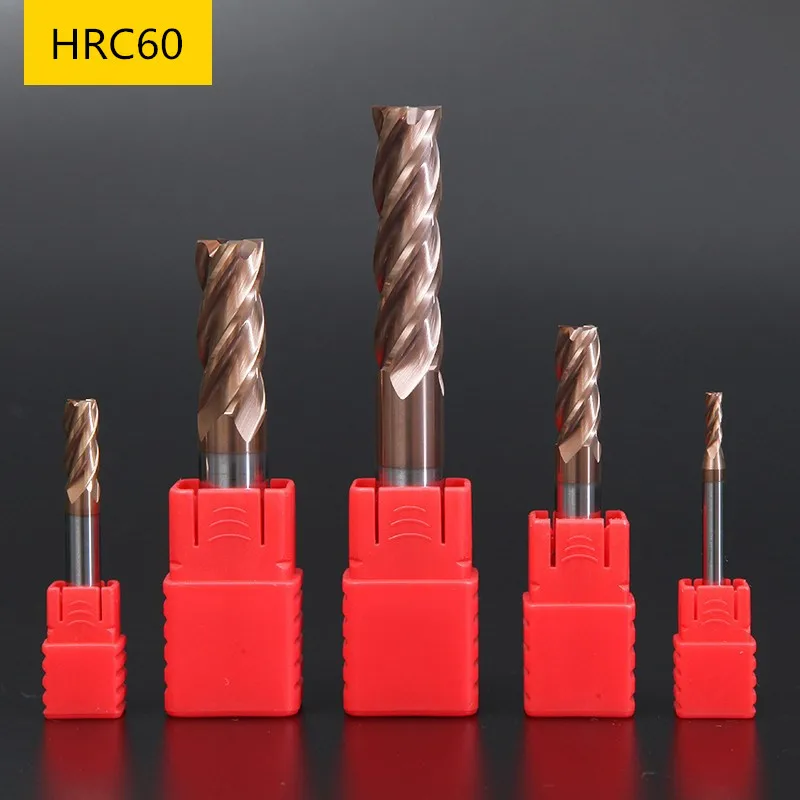 1PCS Milling Tools HRC60 4 Flute Alloy Carbide Tungsten Steel Milling Cutter End Mill 4mm 6mm 8mm 10mm 12mm Metal Cutter Endmill