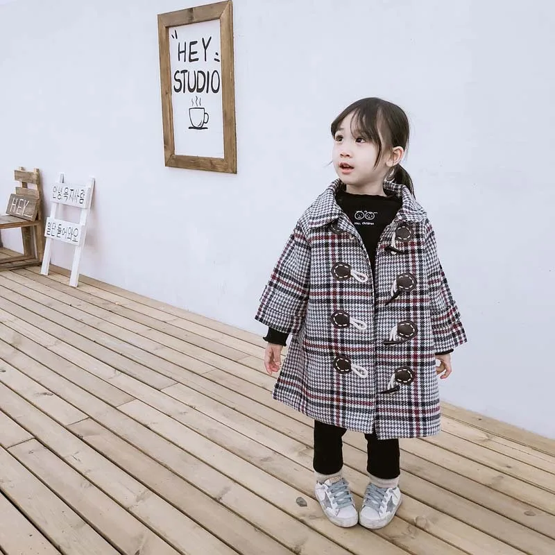 

2018 New Style Girls Winter Coat Children Mid-length Thousands of Birds plus Cotton Overcoat Childrenswear a Generation of Fat