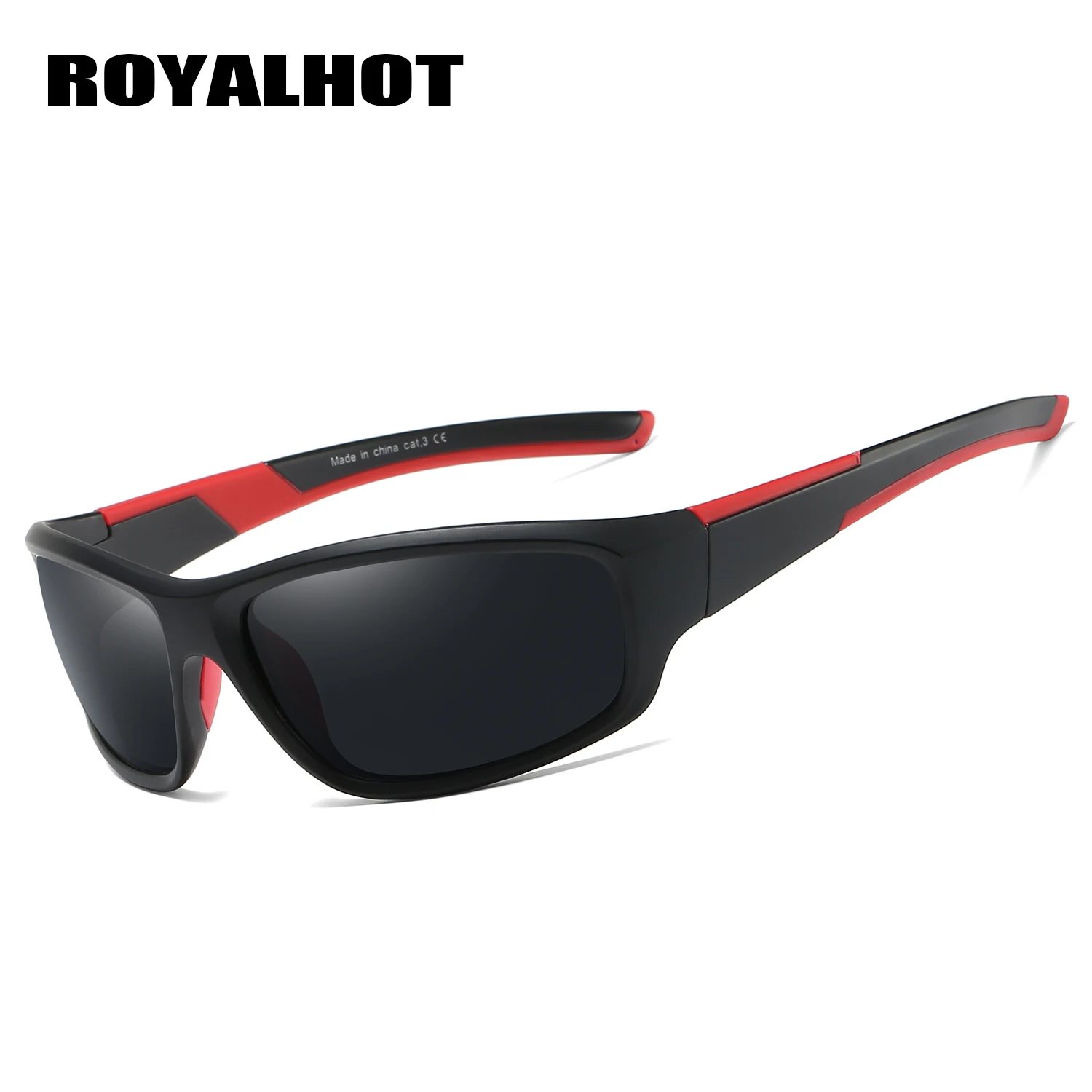 RoyalHot, мужские, женские, Поляризованные, черные и красные, спортивные солнцезащитные очки, Ретро стиль, солнцезащитные очки, солнцезащитные очки, 900204 - Цвет линз: black grey red