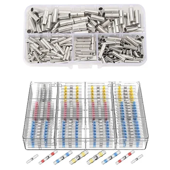 

200Pcs Wire Sleeve Heat Shrink Sequence Terminal Butt & 400PCS Solder Seal Wire for Connectors Heat Shrink Solder Butt