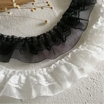 

5CM Wide Exquisite White Lace Embroidery Ribbon Ruffle Collar Sewing Clothing Skirt Headwear Applique Decor DIY Sewing Applique