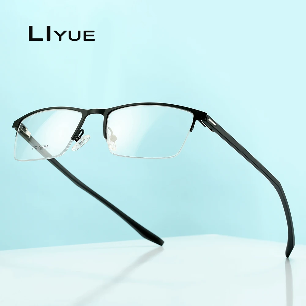 

Titanium Alloy Male half Metal Glasses Frame Men Optical eyeglasses Transparent Myopia Prescription Screwless glasses Eyewear