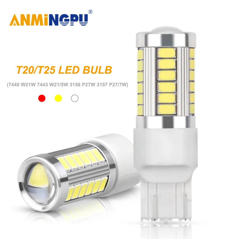 Сигнальная лампа ANMINGPU 2x T20 Led 7443 W21/5W 7440 W21W 5730SMD T25 P27W 3156 P27/7W 3157 светодиодная