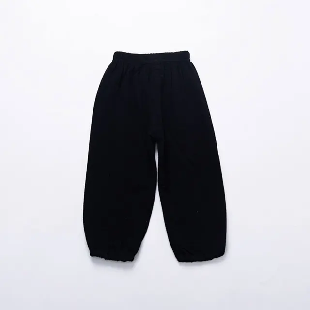 New 2-7y 2018 Summer Solid Color Linen Pleated Children Ankle-length Pants for Baby Boys Pants Harem Pants for Kids Child K633-black