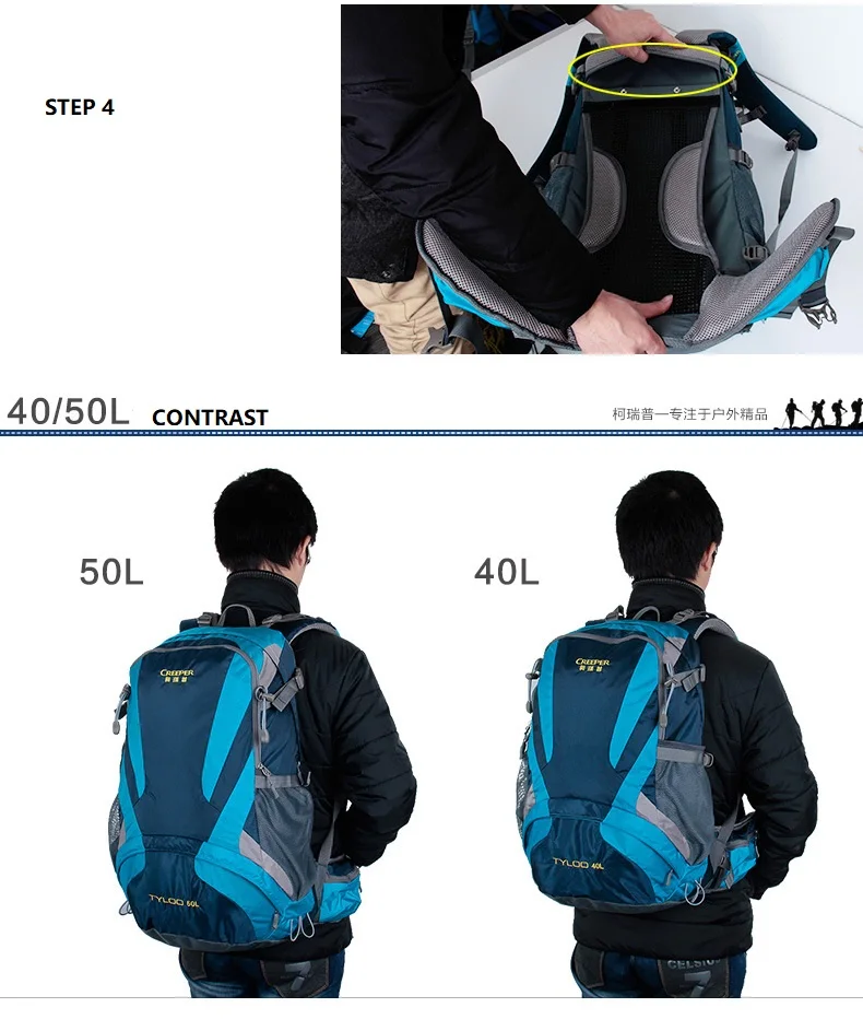 Creeper Outdoor Sports Mountaineering Backpack Camping Hiking Trekking Rucksack Travel Waterproof Cover Bike Bags