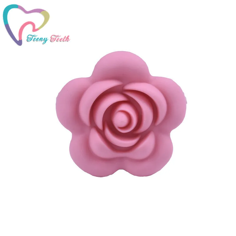 Dusty Pink 1 шт., Детские аксессуары, силиконовые бусинки в виде розы, цветок, пищевая бусина для прорезывания зубов, сделай сам, ювелирное изделие для кормления, сенсорная игрушка для прорезывания зубов, детский Прорезыватель - Цвет: Dusty Pink