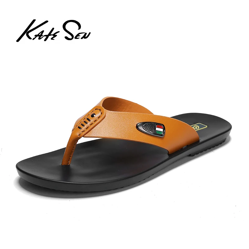 

KATESEN new summer men flip-flops high quality beach sandals non-slip men's slippers zapatos de hombre men's casual shoes