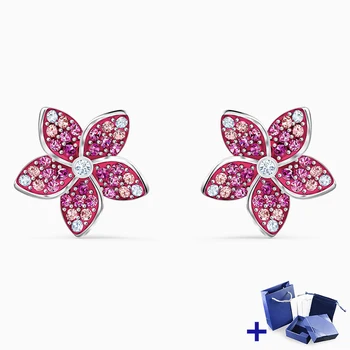 

High Quality Original SWA Earrings with Original Engraving TROPICAL FLOWER PIERCED EARRINGS Woman Jewelry Gift Free Shipping
