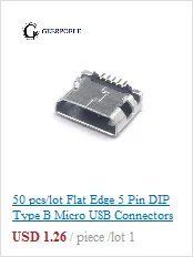 30 шт./партия основа край 5 Pin Тип B SMT Micro USB разъем Плоский порт Джек хвост штепсельная Вилка терминалы для samsung huawei