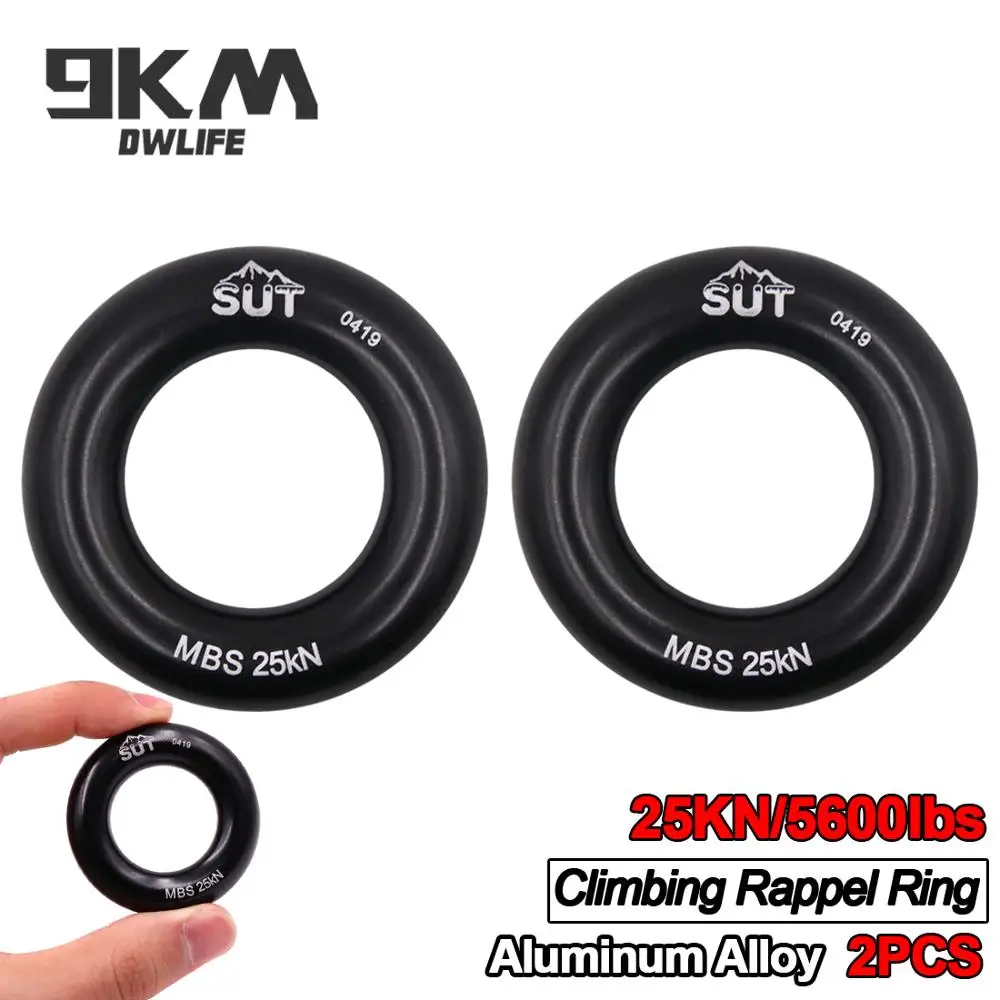

25KN Climbing Rappel Ring Small 2Pcs Aluminum Alloy Descender Device Equipment Rescue Rigging Arborist Hammock Caving 5600 lbs
