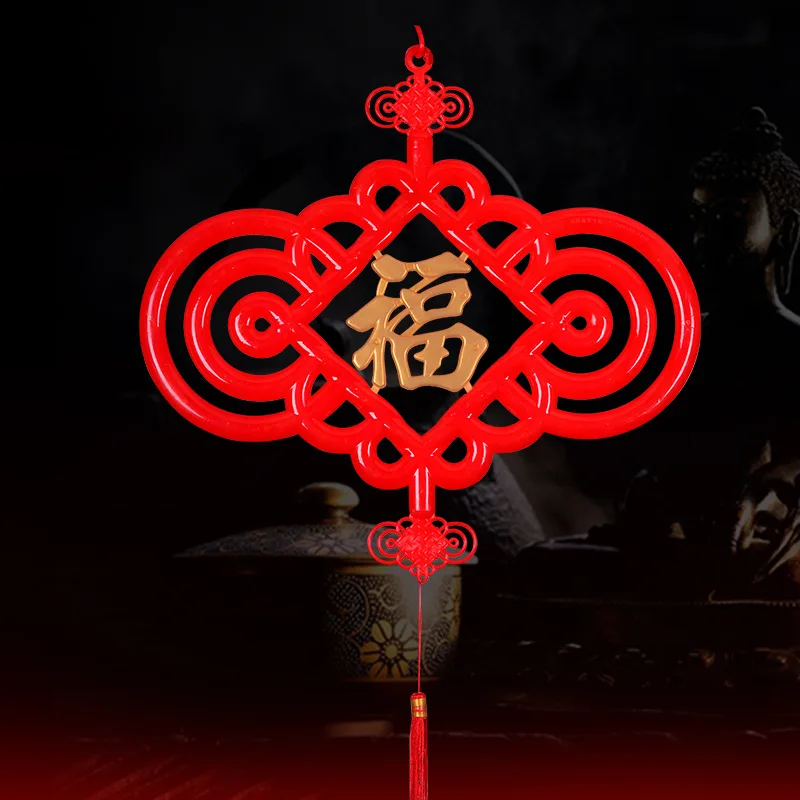

LED Chinese Knot Large Size Festive Decoration Spring Festival Pendant Living Room Red Door of Fu Character Chinese Knot