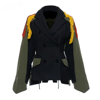 

TVVOVVIN 2019 autumn and witner new fashio short jacket women Tassels Split Joint Coloring Group Combine Embroidery WJ00806L