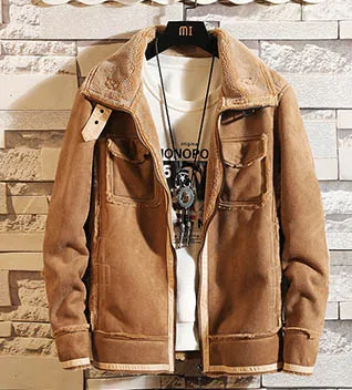 A159 khaki LONMMY 5XL куртка с меховым воротником, мужские пальто, тонкий плюс бархат, толстая подкладка, ветровки, верхняя одежда, мужские куртки и пальто зима - Цвет: A159 khaki