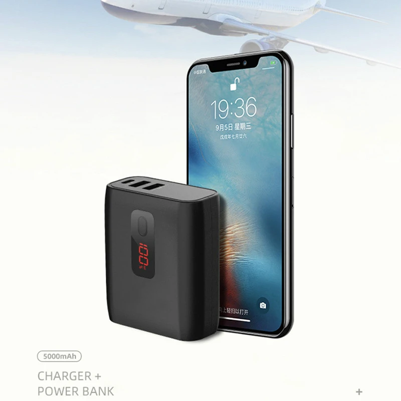 Vogek Складная заглушка 2 в 1 USB зарядное устройство power Bank для iPhone samsung Tablet Dual USB светодиодный внешний аккумулятор