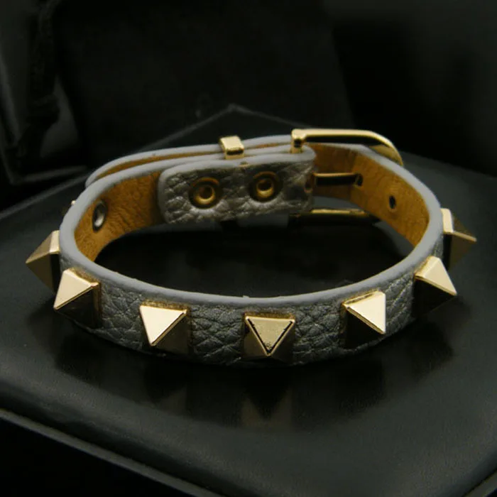Модный браслет с шипами из искусственной кожи в стиле панк, роскошная брендовая Ювелирная Пирамида браслеты с заклепками для женщин, свадебные подарки