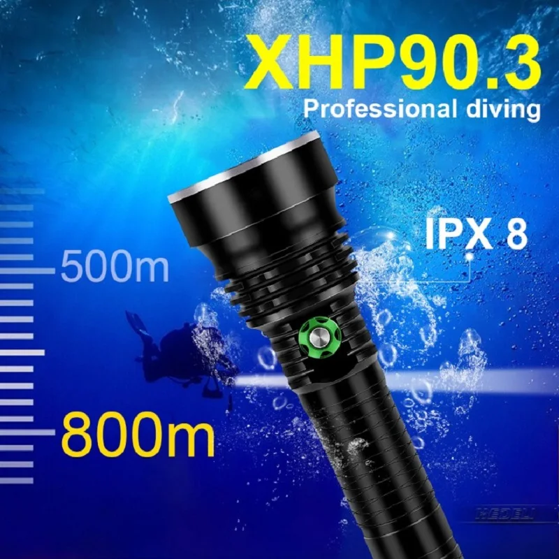 Underwater Swim Diving Scuba LED Flashlight Waterproof 18650 Torch Lamp Lantern 