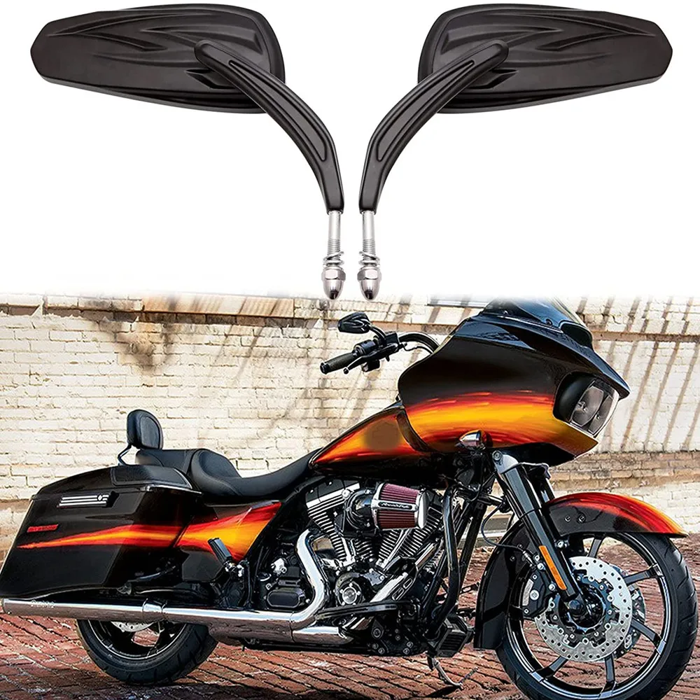 Motorcycle Flaming Chrome/Black Side Mirrors for Harley Davidson Softail Standard FXST Glide Electra Road Custom Dyna Touring | Автомобили
