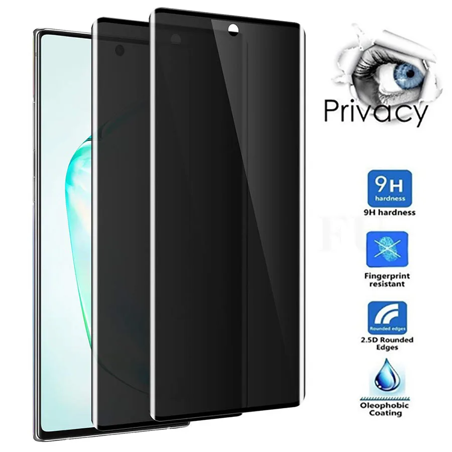 3D изогнутое антишпионское закаленное стекло для samsung Note 10 Plus, защитная пленка на весь экран для Galaxy S10 S9 S8 Plus S10e