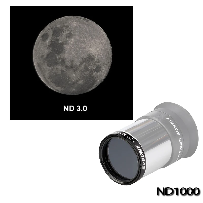 SVBONY SV139 ND1000 Фильтр нейтральной плотности SVBONY SV139 1,2" ND4 для окуляра телескопа уменьшает общую яркость поверхности луны - Color: SVBONY SV139 ND1000