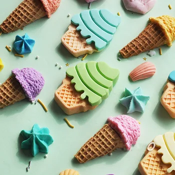 

Ice Cream Cones Silicone Candle Molds Simulation Cheese Aroma Plaster Gypsum Molds Silicone Fandant Cake Molds 3d Candle Mold