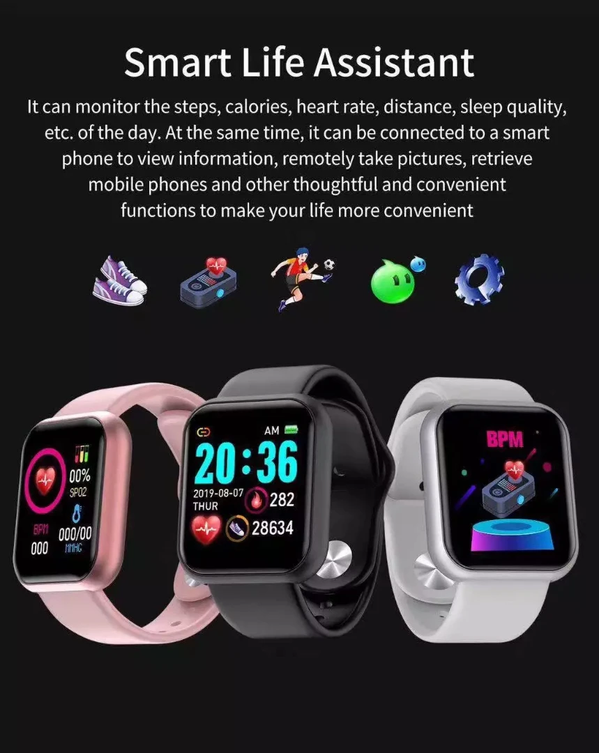 

Original MoreFit D20 Smart Watch Fitness Smart Activity Trackers Pedometer Heart Rate Monitor Waterproof Y68 Smartwatch