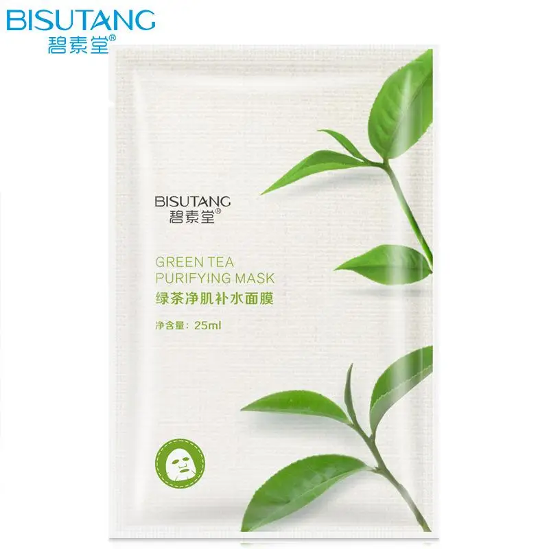 green tea Маска для лица Bisutang увлажняющая маска для лица против акне растительный экстракт контроль масла увлажняющая гладкая защита уход за кожей TSLM2 - Цвет: green tea