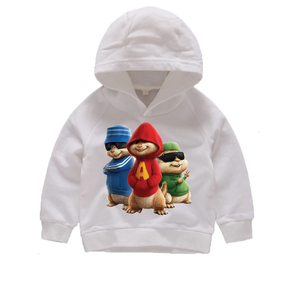 Зимняя толстовка с капюшоном и принтом «Alvin And The Chipmunks», забавные детские топы с круглым вырезом для мальчиков и девочек, детские топы с героями мультфильмов - Цвет: as picture