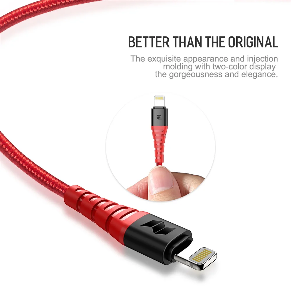 2 шт. 2.4A нейлоновый usb-кабель для iPhone 5S 5c 6 7 Plus 8 X XS MAX XR быстрое заряднеое устройство кабель для синхронизации данных мобильного телефона