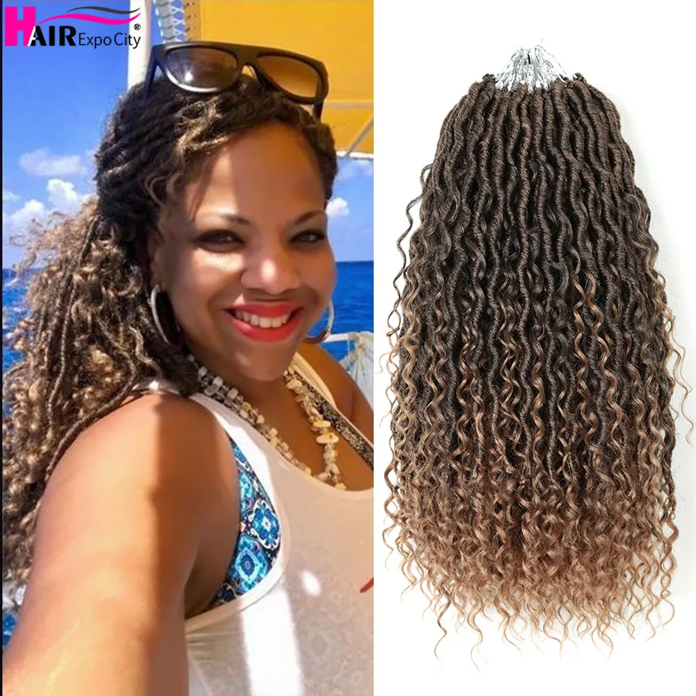 14-18inch Goddess Locs Crochet Braids Natural Synthetic Hair Extension For Women Locs New Stytle 24Stands/Pack Hair Expo City