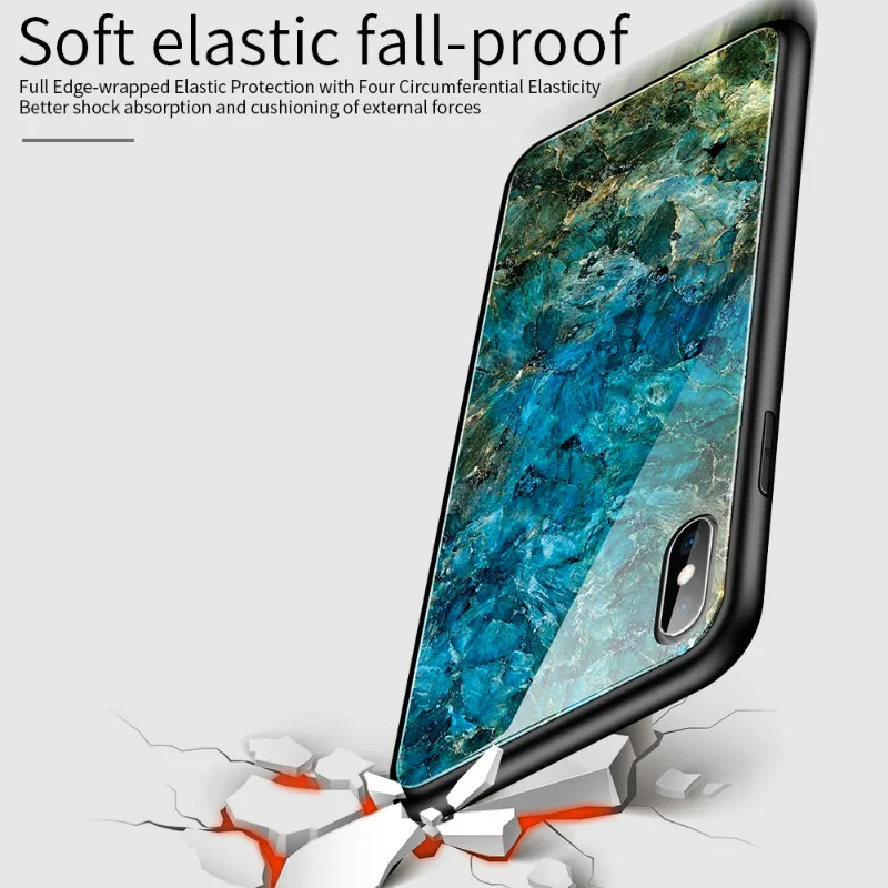 Чехол из закаленного стекла для iPhone 8 7 Plus 6 6S Plus, чехол с мягким краем для iPhone XS Max XR X Starry Sky Painted Coque