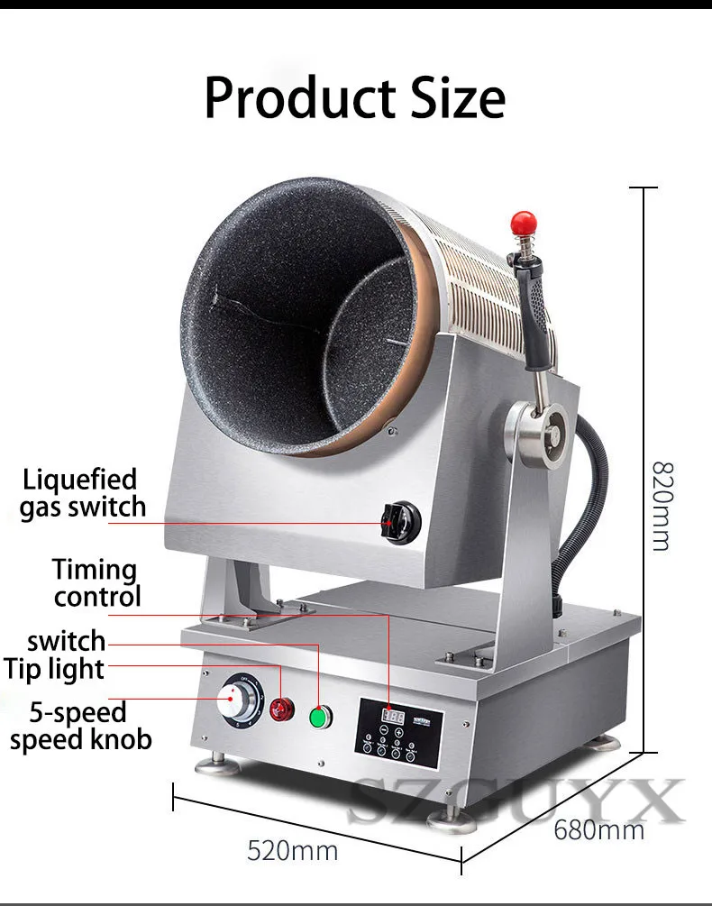 Large commercial gas cooking machine automatic intelligent cooking robot drum cooking pot non-stick frying rice machine