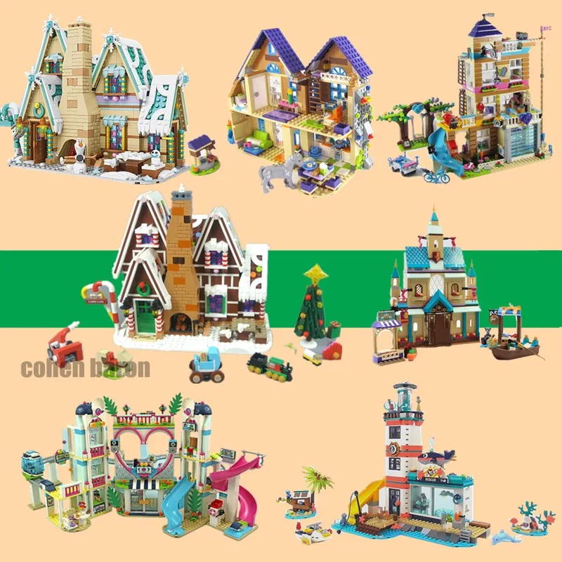 Baratos Nuevo Heartlake niñas Castillo casa ajuste Legoings amigos Elsa princesa Castillo ciudad Anna bloques de construcción juguetes chico regalo de Navidad