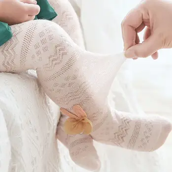

Newest Breathable Baby Girls Mesh Pantyhose Spring Summer Stylish Children Bow Decoration Mosquito Repelling Thin Stockings